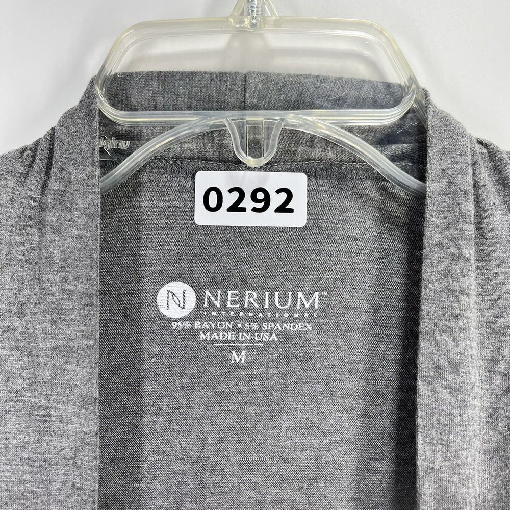 Nerium Womens Open Cardigan Size M Gray Bling Logo Sweater 3/4 Sleeve Jeff Olson - Picture 11 of 11